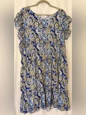 Keluummi Blue Paisley Boho Mini Dress Plus Size 22